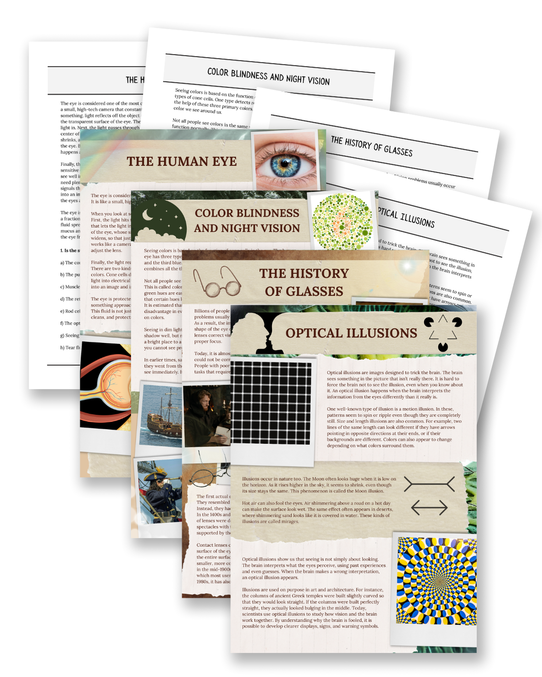 Vision & Eyes: Optical Illusions to Glasses - Non-Fiction Reading Comprehension