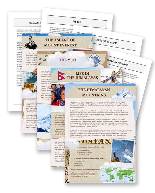 The Himalayas: Mt. Everest & Daily Life - Non-Fiction Reading Comprehension