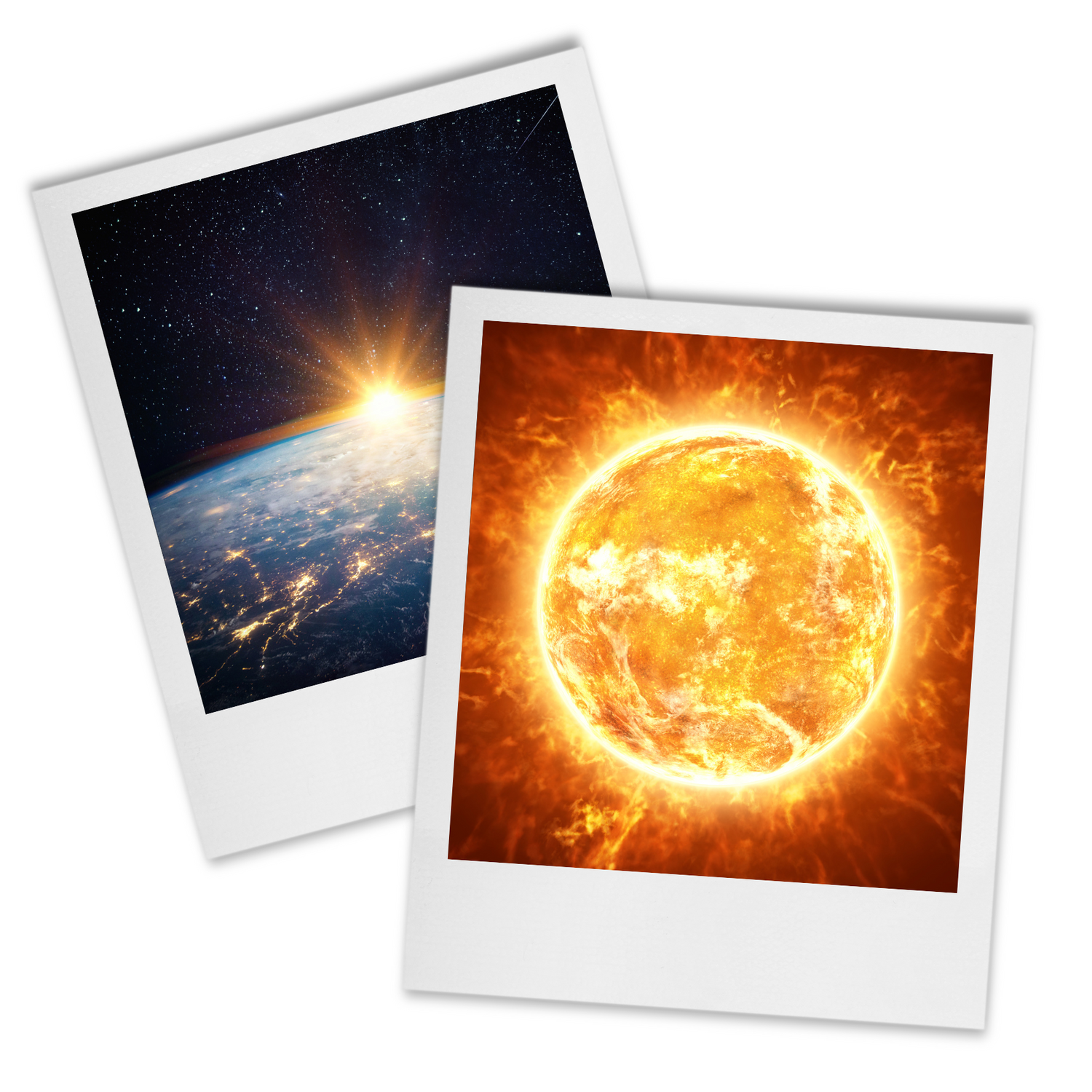 Images of the Earth and the Sun.