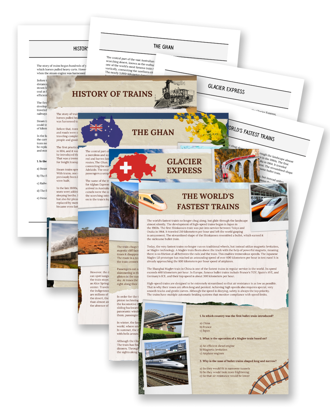 Trains: History, High-Speed & Famous Routes - Non-Fiction Reading Comprehension