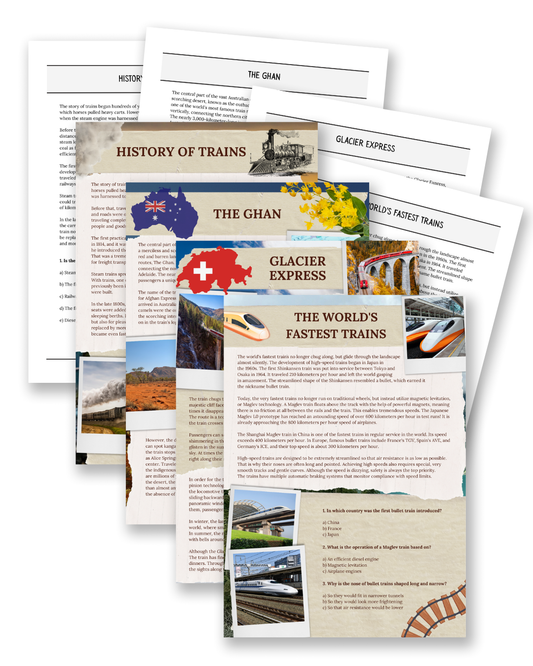 Trains: History, High-Speed & Famous Routes - Non-Fiction Reading Comprehension